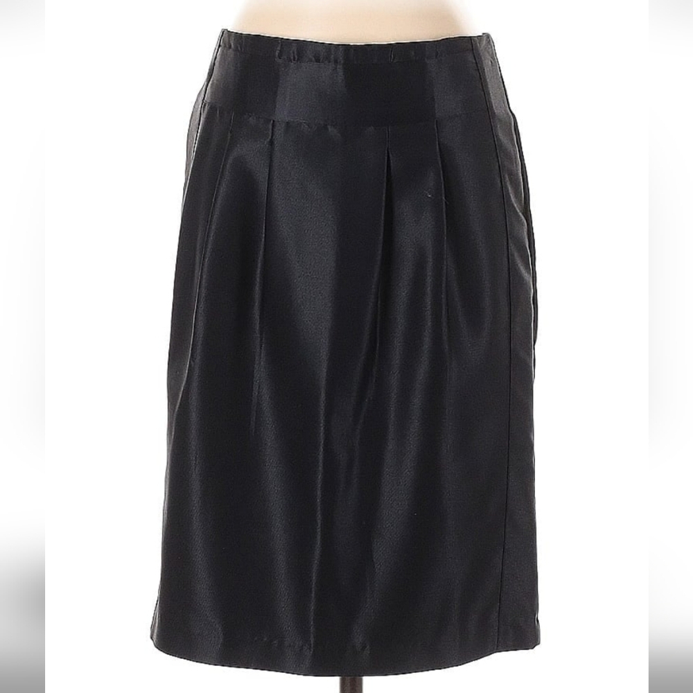 Domo Elegant Black Pleated Midi Pencil Skirt, M